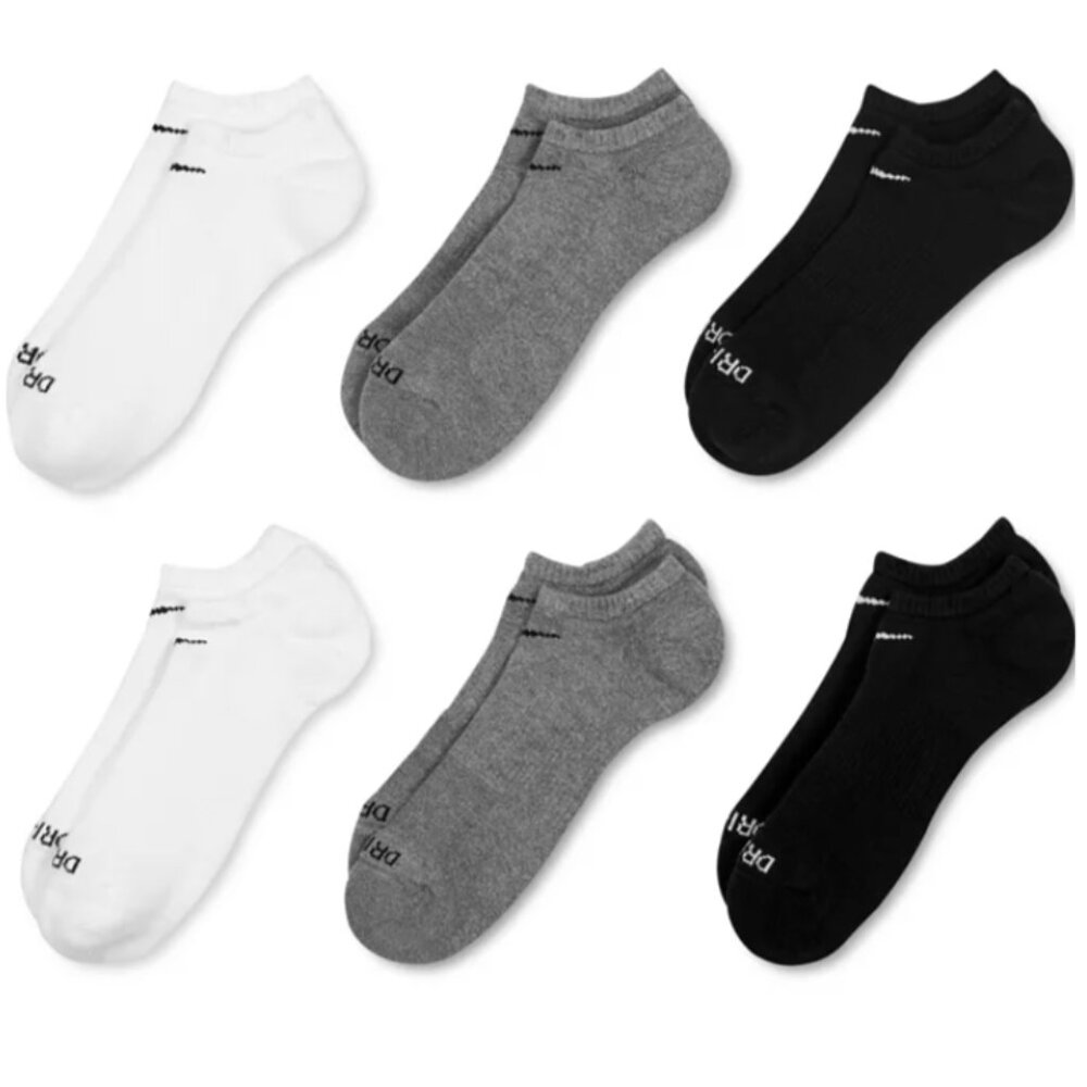 6 Pair Women's Nike No Show Socks Size M Everyday Plus Cushioned Cotton 6 Pack